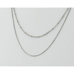 Sterling Silver Two Strand Necklace box Chain & Beaded Station Adjustable Chain
